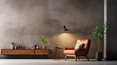 Interior room with lighting by generative AI illustration.の素材