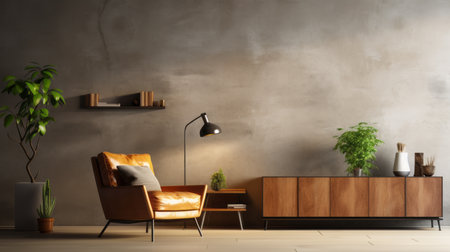 Interior room with lighting by generative AI illustration.の素材