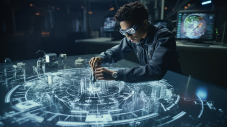 Engineer developing innovative technology by AI generate.の素材