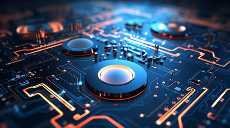 Motherboard digital chip by AI generate.の素材