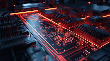 Motherboard digital chip by AI generate.の素材