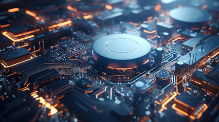 Motherboard digital chip by AI generate.の素材