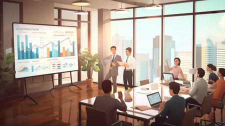 Business people discuss investment strategy for new business by AI generate.の素材