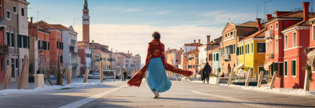 Young women enjoy Italian vacation in Europe by AI generate.の素材