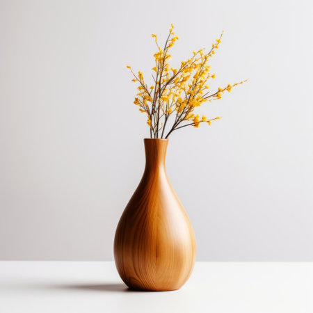 Empty mockup design for product on white color the wall with vase plant by generative AI illustration.の素材