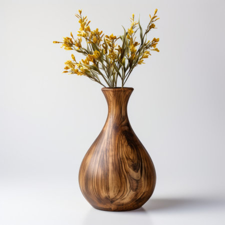 Empty mockup design for product on white color the wall with vase plant by generative AI illustration.の素材