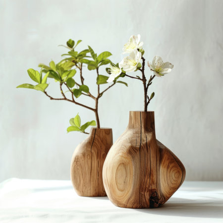 Empty mockup design for product on white color the wall with vase plant by generative AI illustration.の素材