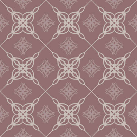 Abstract geometric seamless pattern. Floral grid background. Ornament design with flower...