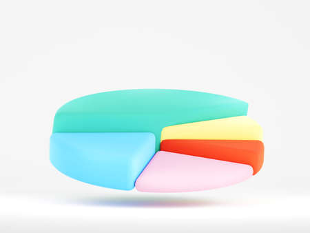 3d pie chart in white background. 3d render illustration.