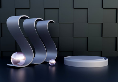 3d render of abstract minimal geometric forms. Glossy luxury podium for your design.