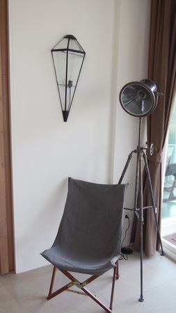 A chair with a lampの写真素材