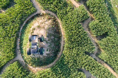 Drone aerial labyrinth Swarzewo, plane, car ufo in Wladyslawowo Baltic sea Poland