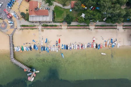 Omega yacht racing sailing on lake Pogoria in Dabrowa Gornicza Silesia Polandの写真素材
