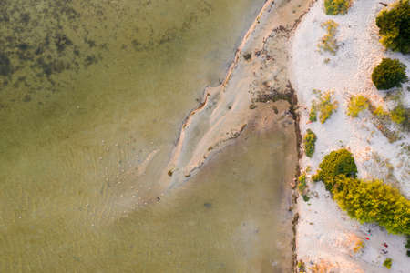 Aerial view of sunset in Hel penisula Jastarnia Puck Bay Baltic Seaのeditorial素材