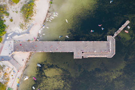 Aerial view of sunset in Hel penisula Jastarnia Puck Bay Baltic Seaのeditorial素材