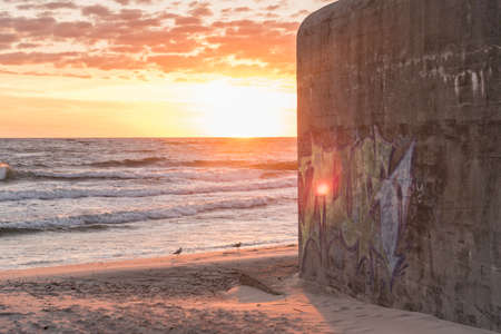 Hel penisula summer sunrise in Jastarnia at Baltic Sea in Polandのeditorial素材