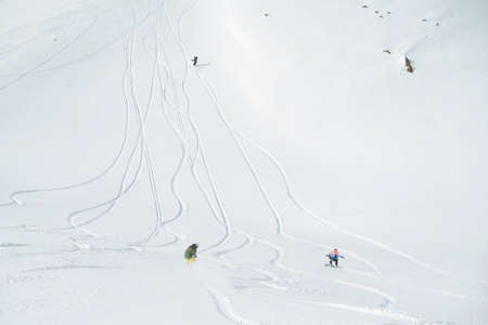 Freeride in Gudauri Georgia caucasus resort snowboarder skier