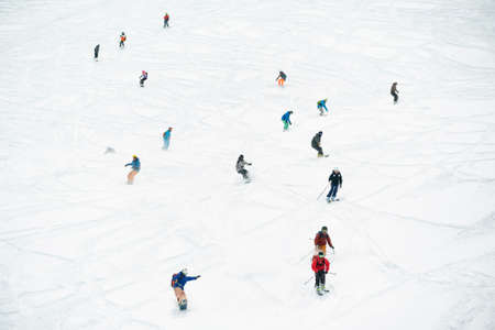 Freeride in Gudauri Georgia caucasus resort snowboarder skierのeditorial素材