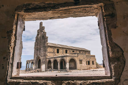 Church in Sanatorio de Abona Abades Tenerife Aerial Drone Viewの写真素材