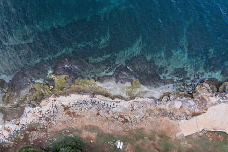 Holiday on adriatic sea in Lanterna Porec Istarska Croatia Aerial drone photoの写真素材