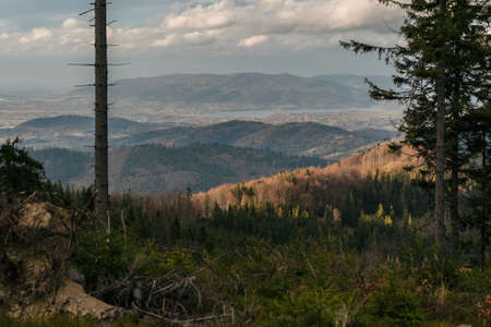 Beskid mountains Pilsko in Poland Polish mountains and hills aerial drone photo