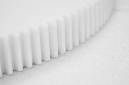 White gear plastic sprocket wheel parts product photographyの写真素材