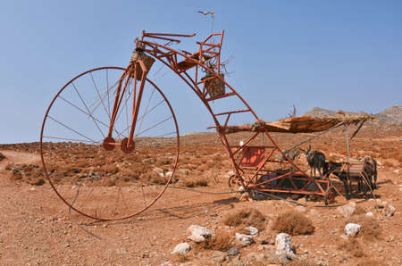 Big bicycle Balos lagoon in Crete island Greeceの写真素材