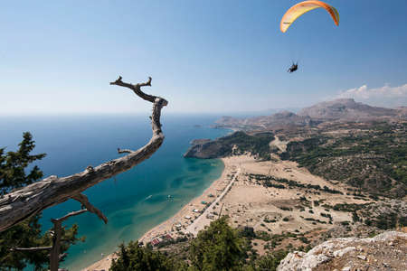View on Tsambika beach holiday in Rhodes Greeceの写真素材