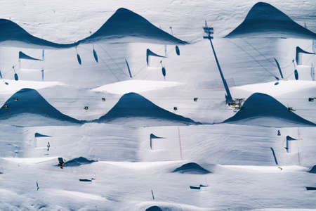 Aerial drone view of Madonna di Campiglio and ursus snowpark in Val Rendena dolomites trentino Italy