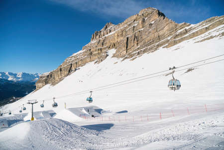 Aerial drone view of Madonna di Campiglio and ursus snowpark in Val Rendena dolomites trentino Italyのeditorial素材