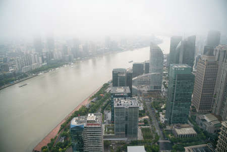 Shanghai city in China Asia aerial drone photoのeditorial素材