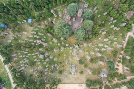Pagoda Forest at Shaolin Temple in China Asia aerial drone photoのeditorial素材