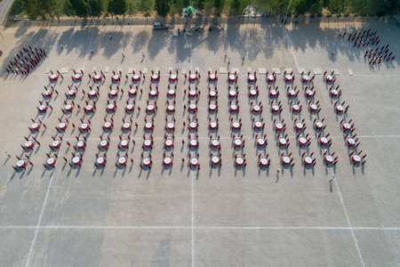 Shaolin temple training Martial arts in China Asia aerial drone photo