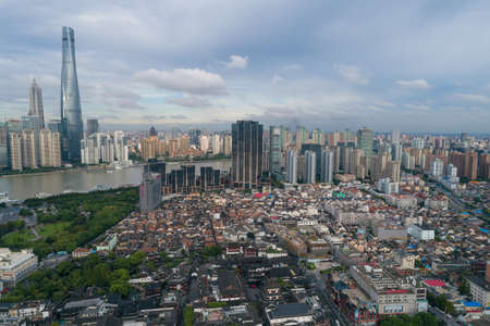 Shanghai city in China Asia aerial drone photo