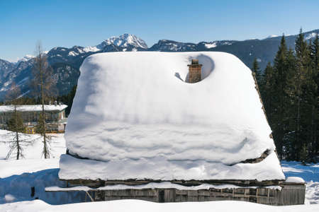 Snow house in dachstein mountains Austriaの写真素材