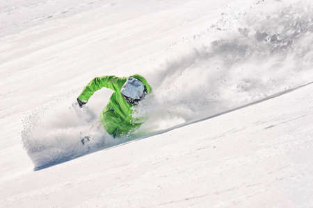 Freeride in Valmeinier mountains in winter skiing area in the French Alps Savoie Europeの写真素材