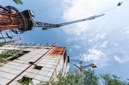 Reactors building 5 and 6 in Pripyat, Chernobyl exclusion Zone. Chernobyl Nuclear Power Plant Zone of Alienation in Ukraine Soviet Unionの写真素材