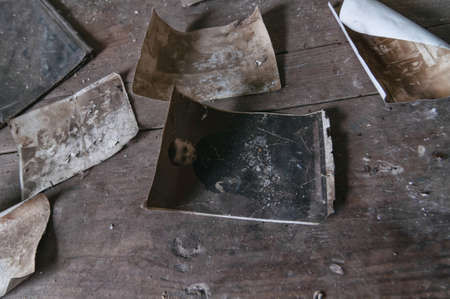 Country village houses old photography in Pripyat, Chernobyl exclusion Zone. Chernobyl Nuclear Power...