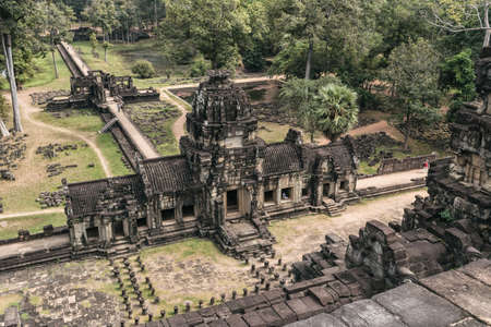 Angkor wat temple complex in Cambodia, Siem Reap Buddhist temple in Asiaの写真素材