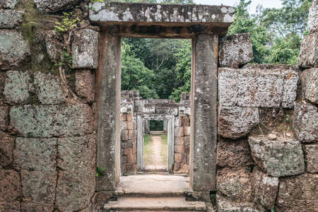 Angkor wat temple complex in Cambodia, Siem Reap Buddhist temple in Asiaの写真素材