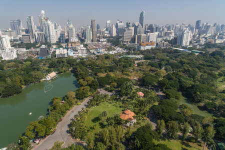 Lumpini park in Bangkok City Thailand Aerial Drone Photo Asiaの写真素材