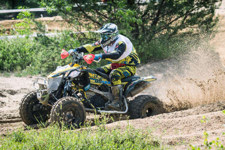 BUKOWNO / POLAND - 4 June 2016: Offroad 4x4 sand rally, quad bike, motocross, atv, off road cars in...