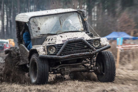 CHECHLO- KLUCZE / POLAND - 15 February 2014: Offroad 4x4 sand ground rally, quad bike, motocross,...
