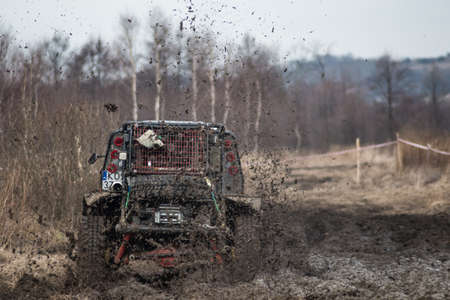CHECHLO- KLUCZE / POLAND - 15 February 2014: Offroad 4x4 sand ground rally, quad bike, motocross,...