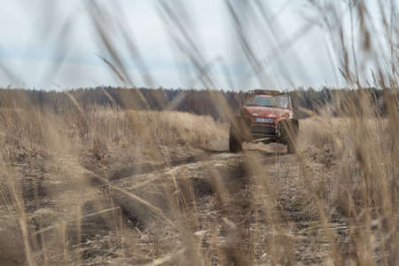 CHECHLO- KLUCZE / POLAND - 15 February 2014: Offroad 4x4 sand ground rally, quad bike, motocross,...