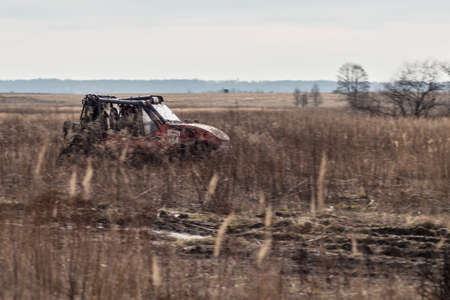 CHECHLO- KLUCZE / POLAND - 15 February 2014: Offroad 4x4 sand ground rally, quad bike, motocross,...