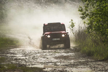 OGRODZIENIEC / POLAND - 21 May 2013: Offroad 4x4 sand ground rally, quad bike, motocross, atv, off...