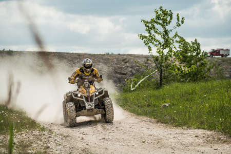 OGRODZIENIEC / POLAND - 21 May 2013: Offroad 4x4 sand ground rally, quad bike, motocross, atv, off road cars in cross country competition in Podzamcze Ogrodzieniec Polandのeditorial素材