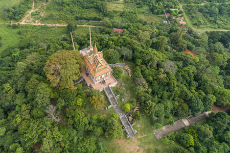 Kep Cambodia, Wat Samathi Pagoda Stupa in Krong Kaeb Asia Aerial Drone Photo viewの写真素材