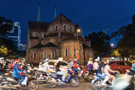 Rush Hour Traffic in Saigon, Traffic in vietnamese street. Ho Chi Minh City in Vietnam, Asia